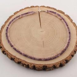 Pembe Kuvars - Ametist Doğal Taş Kolye - Bileklik Takımı  TS018 48 cm 18-19cm