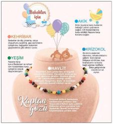 Doğal Taş Bebek Kolye-Kehribar,Yeşim,Kaplan Gözü,Akik,Havlit,Krizokol M103 38 CM
