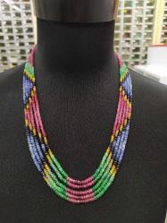 Karışık Doğal Taşlı Kolye Yakut-Zümrüt-Safir M185