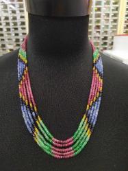 Karışık Doğal Taşlı Kolye Yakut-Zümrüt-Safir M185