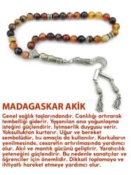 Madagaskar Akik 33'lük Doğal Taş Tesbih T087