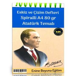 Antika - Atatürk Temalı Eskiz ve Çizim Defteri Kraft Spiralli 100 Sayfa A4 80 gr - kitantik - kitaLog
