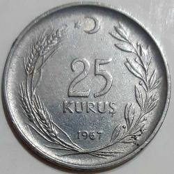 25 KURUŞ, 1967 ÇÇT+ (Ters)