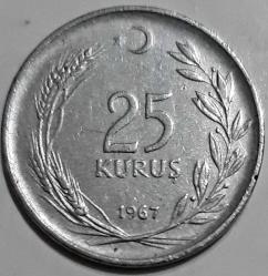 25 KURUŞ, 1967 ÇÇT+ (Ters)