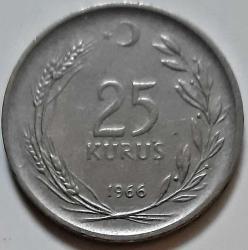 25 KURUŞ, 1966 ÇÇT+ (Düz)