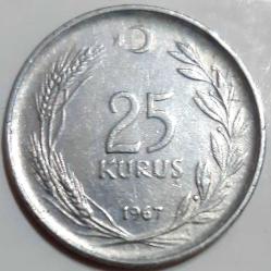 25 KURUŞ, 1967 ÇÇT (Ters)