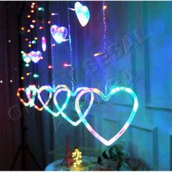 RGB RENKLİ KALPLİ PERDE LED IŞIK KALPLİ SALKIM IŞIK KALPLİ IŞIK KIR DÜĞÜNÜ KINA GECESİ SÜSLERİ