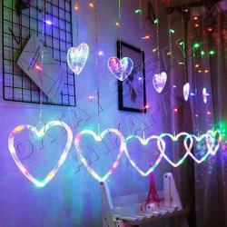 RGB RENKLİ KALPLİ PERDE LED IŞIK KALPLİ SALKIM IŞIK KALPLİ IŞIK KIR DÜĞÜNÜ KINA GECESİ SÜSLERİ