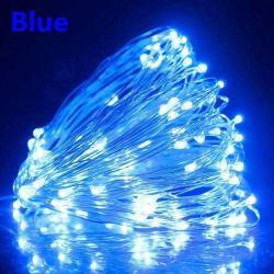 10 METRE MAVİ LED IŞIK PİLLİ IŞIK KABLO İP LED IŞIK 100 LED MAVİ IŞIK PARLAK DEKOR LED BLUE LİGHT