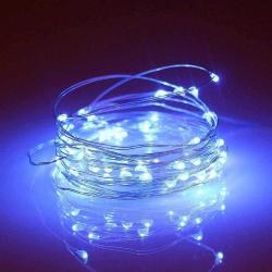 10 METRE MAVİ LED IŞIK PİLLİ IŞIK KABLO İP LED IŞIK 100 LED MAVİ IŞIK PARLAK DEKOR LED BLUE LİGHT