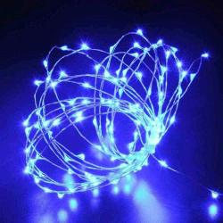 10 METRE MAVİ LED IŞIK PİLLİ IŞIK KABLO İP LED IŞIK 100 LED MAVİ IŞIK PARLAK DEKOR LED BLUE LİGHT