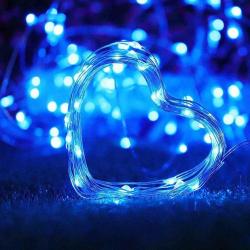 10 METRE MAVİ LED IŞIK PİLLİ IŞIK KABLO İP LED IŞIK 100 LED MAVİ IŞIK PARLAK DEKOR LED BLUE LİGHT