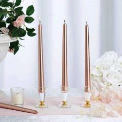 VIP 10 ADET PARLAK ROSE GOLD ŞAMDAN MUMU ROSE GOLD MUM ROSE UZUN ŞAMDAN MUMU KIR DÜĞÜNÜ MASA MUMU