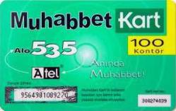 K = TURKCELL * MUHABBET KART - 100 KONTÖR - PLASTİK - TEMİZ ( KOLEKSİYON  AMAÇLI )