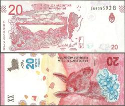 ARJANTİN 20 PESO 2019-2020 GUAMACO VE PATAGONYA TEMALI. ÇİL KONDİSYON.