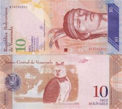 VENEZUELA 10 BOLİVAR 2013. X SERİ NOLU. ÇİL.