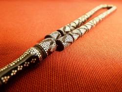 Antika - Gümüş püsküllü, gümüş işlemeli, usta işi ateş kehribar 33'lük tesbih. Püskül dahil 29cm. - kitantik - kitaLog