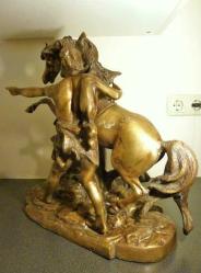 Truva kralı Priamos'un oğlu Paris temalı metalden mamul İtalyan heykel. Y:35 cm. Taban 35x31cm