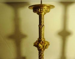 Bronz ampir altın vermeyli çift Fransız tekli  mumluk şamdan. 19 Y.y. Y 50cm.