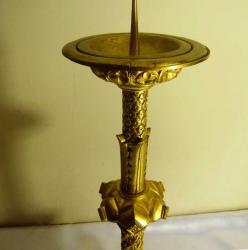 Bronz ampir altın vermeyli çift Fransız tekli  mumluk şamdan. 19 Y.y. Y 50cm.