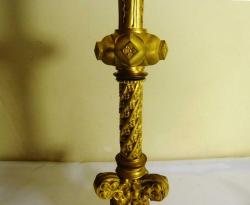 Bronz ampir altın vermeyli çift Fransız tekli  mumluk şamdan. 19 Y.y. Y 50cm.