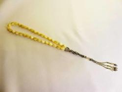 Gümüş imameli ve gümüş püsküllü, usta işi, 33'lük sedef tesbih. Püskül dahil. 30cm.