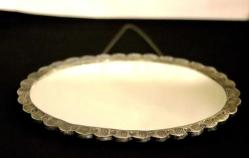 Abdülhamit tuğralı, sah damgalı, gümüş, el kakması Osmanlı duvar aynası. Net 272gr. 33x24cm.