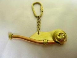 Pirinç silistre gemici düdüğü anahtarlık. Boy 8cm.
