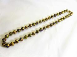 Cloisonne altın vermeyli mineli kolye gerdanlık. Toplam Boyu: 62cm.