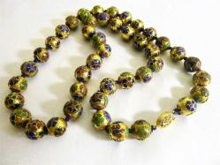 Cloisonne altın vermeyli mineli kolye gerdanlık. Toplam Boyu: 62cm.