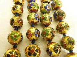 Cloisonne altın vermeyli mineli kolye gerdanlık. Toplam Boyu: 62cm.