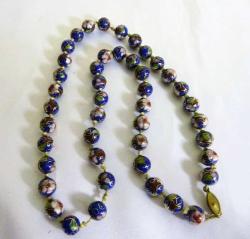 Cloisonne el yapımı mineli kolye gerdanlık. Toplam Boyu: 60cm.