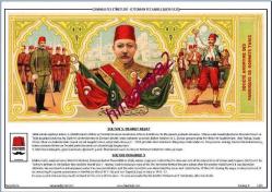 Fes Etiket Panosu, Türkçe ve İngilizce, SULTAN 5. MEHMET REŞAT konulu