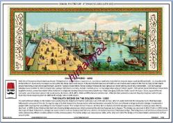 Fes Etiket Panosu, Türkçe ve İngilizce, GALATA KÖPRÜSÜ - 1880 konulu