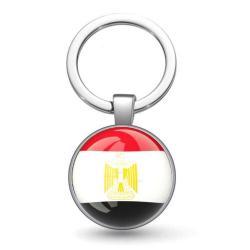Mısır Bayrağı 3D Camlı Anahtarlık Egypt Bayrağı Solmaz Metal Halka Anahtarlığı