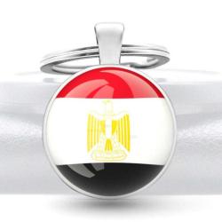 Mısır Bayrağı 3D Camlı Anahtarlık Egypt Bayrağı Solmaz Metal Halka Anahtarlığı