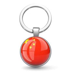 Antika - Çin China Bayrağı 3D Camlı Bayrak Gri Anahtarlık Metal Halka - kitantik - kitaLog