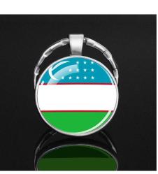Özbekistan Uzbekistan Bayrağı Anahtarlık Türk Cumhuriyetleri Bayrak larından Metal 3D Büyüteç Camlı