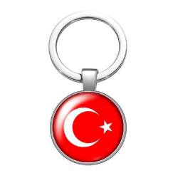 Türkiye Bayrağı Ay Yıldız Anahtarlık Büyüteç Camlı Metal Halka Anahtarlığı