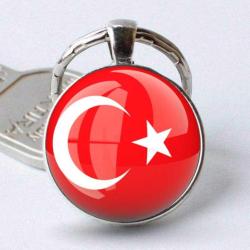 Türkiye Bayrağı Ay Yıldız Anahtarlık Büyüteç Camlı Metal Halka Anahtarlığı