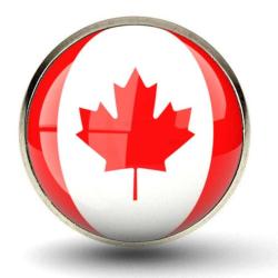 Kanada Canada Bayrağı İğneli Ufak Yaka Rozeti Yaprak 3D Camlı Çelik Beyaz Kırmızı Bayrak Rozet