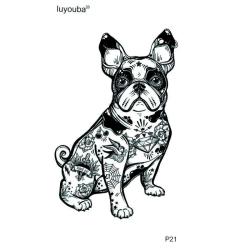 Köpek Bulldog Kaniş Su Geçirmez Tattoo Kol Bilek Omuz Sırt Dövmesi Geçici Dövme