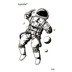 Geçici Dövme 3D Astronot Uzay Gerçekçi 3 Boyutlu Su Geçirmez Tattoo Kol Bilek Omuz Sırt Dövmesi