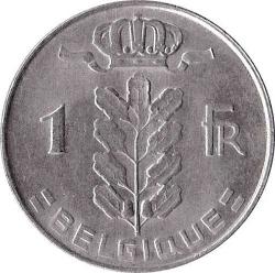 Belçika 1 frank 1958 -79 Arası Orjinal Belgium 1 Fr Parası Kral Baudouin I (1948 - 1993)