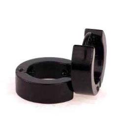 4 mm Kalın Siyah Renk Halka Küpe 14 mm Orta Çap 1 Çift İğneli Düz Sade Erkek Model