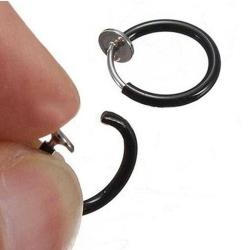 SİYAH YAYLI SIKIŞTIRMA PİERCİNG KÜPE 1 ÇİFT BURUN DUDAK KULAK KIKIRDAK