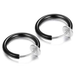 SİYAH YAYLI SIKIŞTIRMA PİERCİNG KÜPE 1 ÇİFT BURUN DUDAK KULAK KIKIRDAK