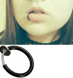 SİYAH YAYLI SIKIŞTIRMA PİERCİNG KÜPE 1 ÇİFT BURUN DUDAK KULAK KIKIRDAK