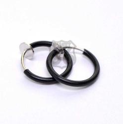 SİYAH YAYLI SIKIŞTIRMA PİERCİNG KÜPE 1 ÇİFT BURUN DUDAK KULAK KIKIRDAK