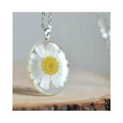 Antika - CAM REÇİNE İÇİNDE DOĞAL GERÇEK DONDURULMUŞ PAPATYA KOLYE ÇİÇEK ÇOCUK HIPPIE HEDİYE ÜCRETSİZ KARGO - kitantik - kitaLog